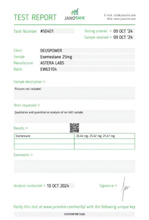 EXEMESTANE AROMATASE INHIBITOR IN TABLETS Astera Labs